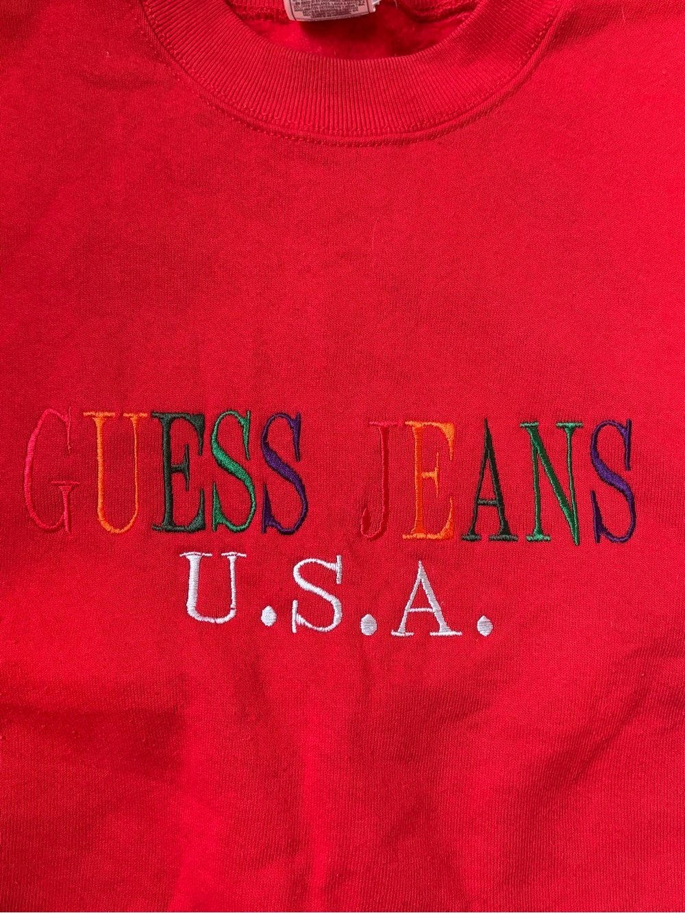 Vintage Guess Jeans USA Red Spell Out Crewneck XL - Picture 3 of 6